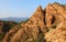 Calanques de Piana in Corsica illuminated by the sunset