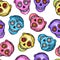 Calavera sign Dia de los muertos. Seamless pattern. Mexican Day of the dead. Vector hand darwing illustration woman and