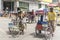 Calbayog, Samar, Philippines. Pedicab driver ply a route in the streets of downtown Calbayog