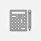 Calc or Calculator with Pencil outline vector concept icon