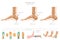 Calcaneal spur. Plantar fasciitis set. Medical desease infographics collection