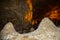 Calcite inlets, stalactites and stalagmites in large underground halls in Carlsbad Caverns National Park, New Mexico. USA