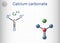 Calcium carbonate molecule. It is ionic compound, carbonic salt of calcium CaCO3, calcium salt, food additive E170. Structural