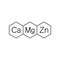 Calcium, magnesium and zinc vitamins. Ca, Mg, Zn icon and logo. Vector clipart and drawing. Isolated illustration.