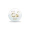 Calcium symbol - Ca. Element of the periodic table on white ball with golden signs. White background