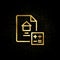 Calculate, contract, house, home gold icon. Vector illustration of golden particle background. Real estate concept vector