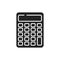 Calculator black glyph icon. Bookkeeping concept. Electronic portable device. Sign for web page, mobile app, banner