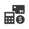 Calculator, credit card and coin, interest rate icon concept, ba