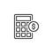 Calculator and dollar coin outline icon