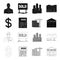 Calculator, dollar sign, new building, real estate offices. Realtor set collection icons in black,outline style vector