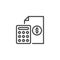 Calculator and financial document outline icon