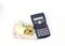 Calculator and Home paper and Thai money banknote for Loans Concept