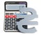 Calculator with hryvnia symbol, 3D rendering