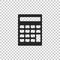 Calculator icon isolated on transparent background. Accounting symbol. Business calculations mathematics education and