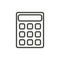 Calculator icon vector. Line mathematics symbol.