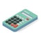 Calculator isometric icon. Electronic device for office, school. Equipment for calculating numbers.