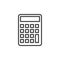 Calculator line icon, outline vector sign, linear style pictogram isolated on white.