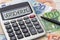 Calculator with money - Insurance - Versicherung German