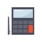 Calculator with a pen icon. Calculation and counting concept. Flat design, vector