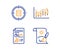 Calculator target, Report document and Financial diagram icons set. Creative painting sign. Vector