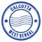 CALCUTTA - WEST BENGAL, words written on blue postal stamp