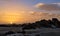 The caldera of Tenerife at sunrise with rugged cliffs in the foreground.