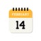 Calendar 14th of February flat icon on white background