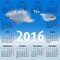 Calendar for 2016 year in Spanish with clouds