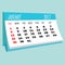 Calendar 2017 January page of a desktop calendar.3D Rendering.