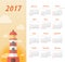 Calendar 2017 with lighthouse, sunset