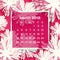 Calendar 2018 year. Pink White March. Origami flower. Paper cut style.