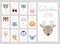 Calendar 2019. Cute monthly calendar with animals. Hand drawn characters.