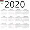 Calendar 2020, Hungarian, Sunday