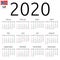 Calendar 2020, Norwegian, Sunday