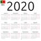 Calendar 2020, Portuguese, Monday