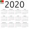 Calendar 2020, Portuguese, Sunday