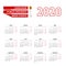 Calendar 2020 in Spanish language with public holidays the country of Chile in year 2020