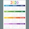Calendar 2020. Wall planner calendars, week starts grid and year dates template. Date diary, business office calendar organizer