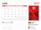 Calendar 2021 design, June month template, desk calendar 2021 layout,