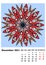 Calendar 2021 with different  hand drawn mandala, December, page 12 of 13. The week starts on Monday, color raster