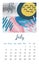Calendar 2021 July. Abstract modern design. Editable template. Wall calendar planner template.Vector illustration