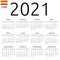 Calendar 2021, Spanish, Monday