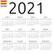 Calendar 2021, Spanish, Sunday
