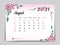 Calendar 2021 template pink flower concept creative design, August 2021 month, Simple desk calendar design