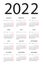 Calendar 2022 - illustration. Monday to Sunday