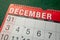 Calendar 2023, December, monthly planner for wall and desk. Close up of month and fist few days.