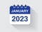 Calendar 2023 icon. Schedule icon isolated on gray background. Flat design. Vector illustration