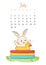 Calendar 2023 rabbit calendar page july planner organizer bunny swim swimming pool hare mascot year