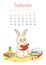 Calendar 2023 rabbit page september planner organizer bunny childish learn educational hello school
