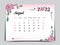 Calendar 2023 template on pink flowers background, August 2023 template, Monthly calendar planner artwork, Desk calendar 2023